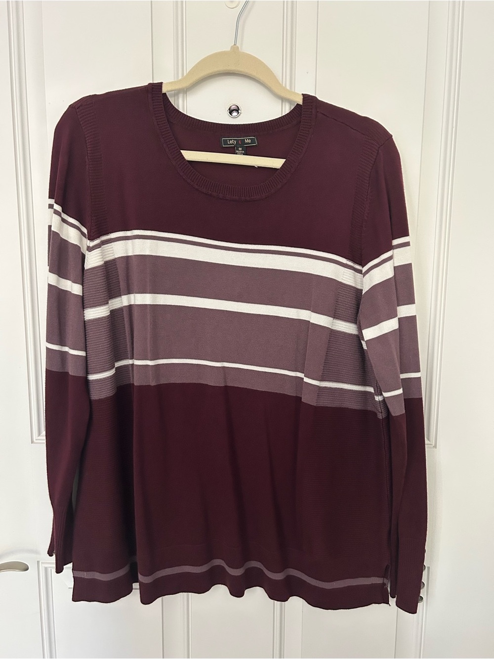 Lety&Me Burgundy Striped Lightweight Sweater
